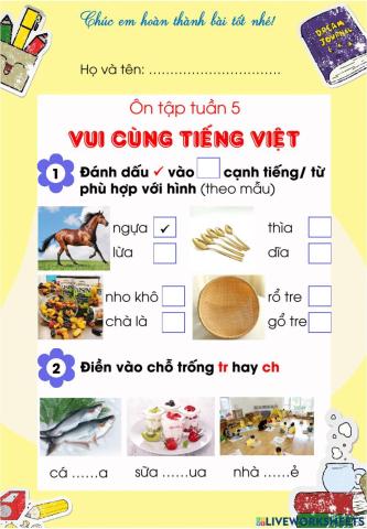 Lớp 1 - Tiếng việt - Tuần 5