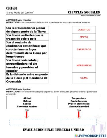 Evaluacion tercera unidad