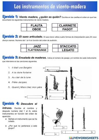 Los instrumentos de viento madera