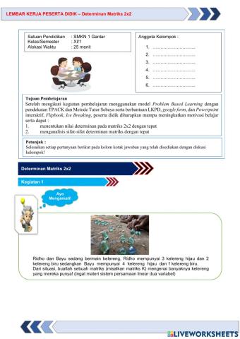 LKPD Determinan Matriks 2x2