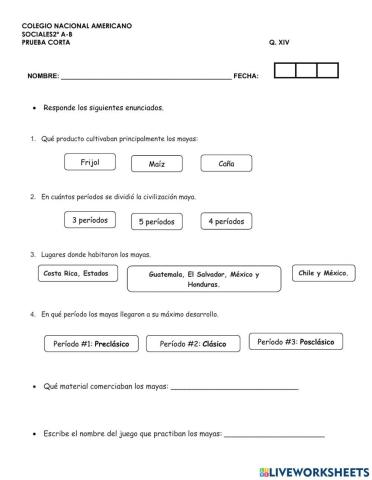 Q. 15 prueba corta