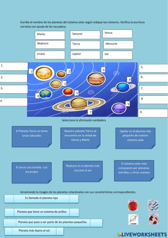 Reconociendo elementos del sistema solar