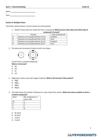 Quiz 2 - Chemical Bonding