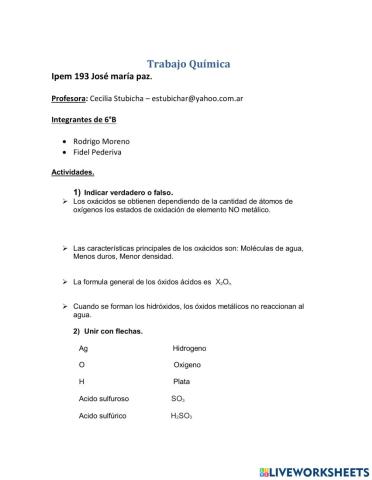 Ficha interactiva de quimica