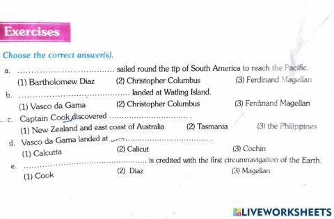 Discovery of sea routes - choose the correct answer