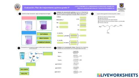 Evaluación: Plan de mejoramiento química grado 11°