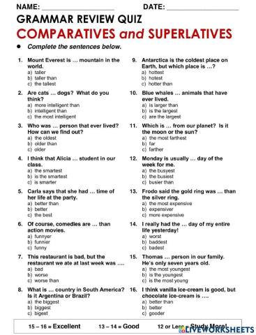 Comparatives and superlatives