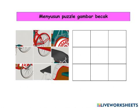 Menyusun Puzzle gambar becak