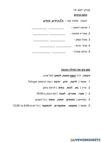 תרגילים- לשון - 14