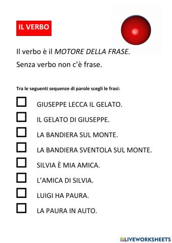 Il verbo motore della frase