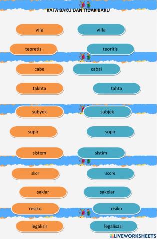 Kata baku dan tidak baku