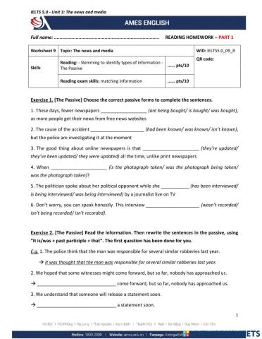 IELTS 5.0 - L9 - Reading part 1