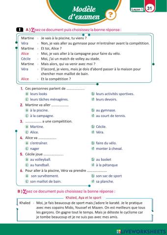 Examen 3sec unite 1 lecon1 page 31-32-33 SAMEH