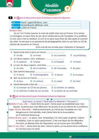 Examen 3sec unite 1 lecon3 page 87-88-89 SAMEH