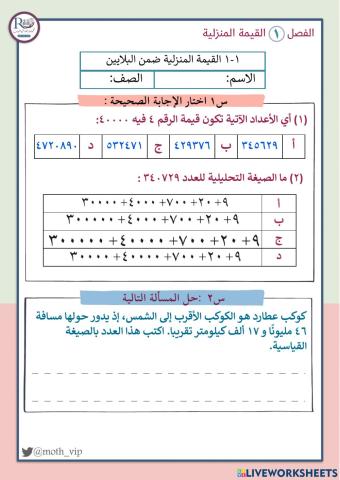 القيمة المنزلية ضمن البلايين