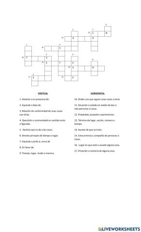 Crucigrama - Preposiciones