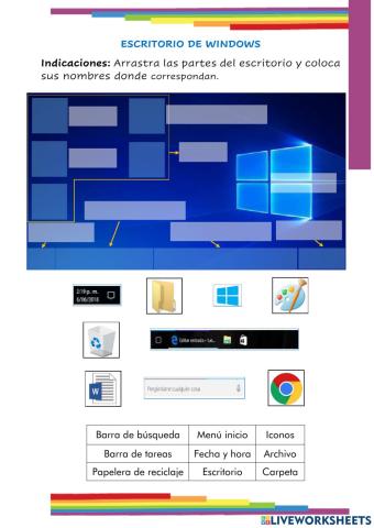 Partes del escritorio de windows