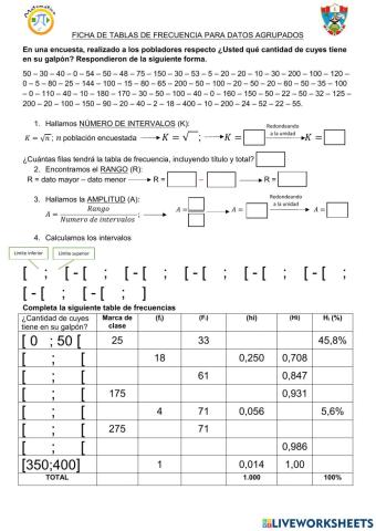 Tabla de frecuencia para datos agrupados