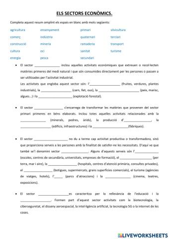 Els sectors econòmics