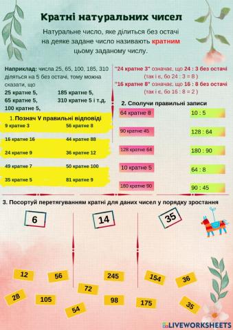 Кратні натурального числа