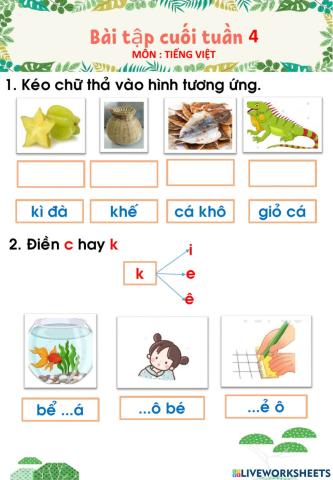 Bài tập Tiếng Việt cuối tuần 4