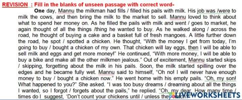 Complete the unseen passage-paragraph
