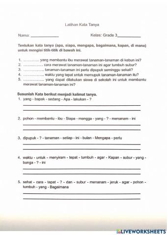 Latihan Kata Tanya