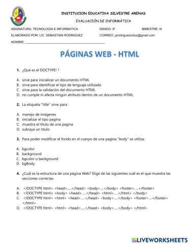 Evalación html