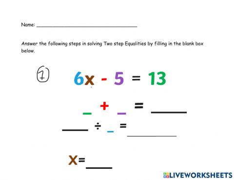 Two Step Linear Equalities