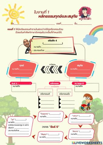 ใบงานที่ 1 หลักธรรมทุกข์และสมุทัย