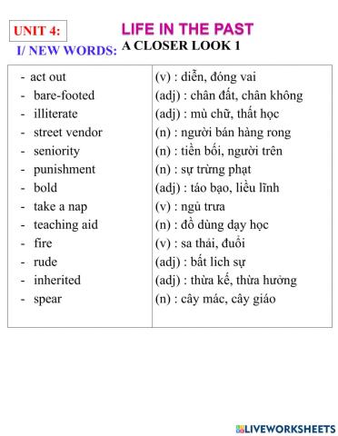 English 9- unit 4- a closer look 1