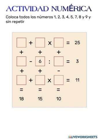 Cuadro numerico