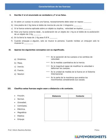 Clasificación de las fuerzas