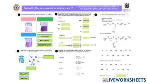 Evaluación: Plan de mejoramiento química grado 11°