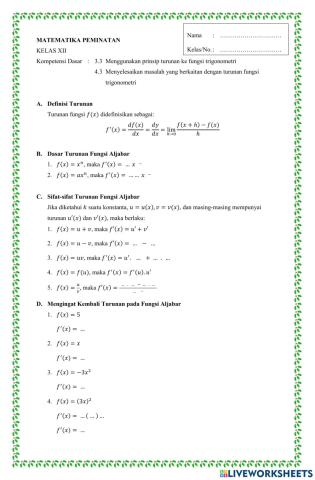 Turunan Fungsi Trigonometri