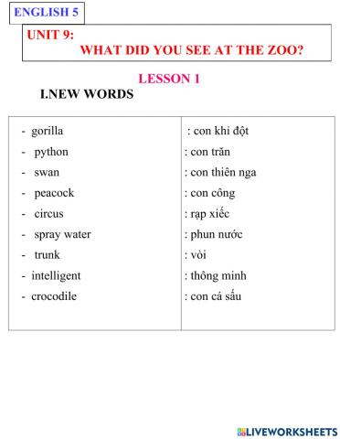 English 5- unit 9- lesson 1