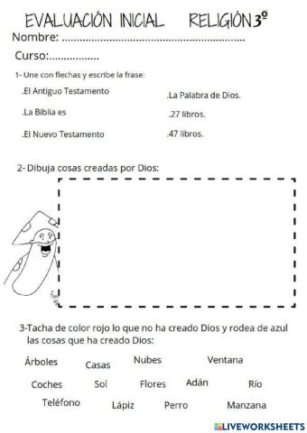 Evaluacion religion 3º