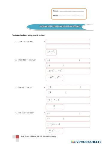 Latihan Soal Perkalian sinus dan kosinus