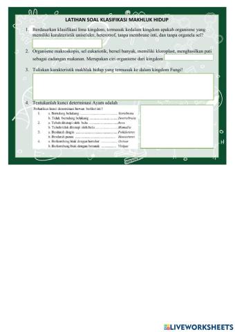 Latihan Soal Klasifikasi Makhluk Hidup