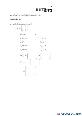 เมทริกซ์ผกผัน