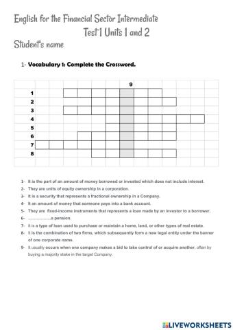 English for the Finantial Sector unit 1-2