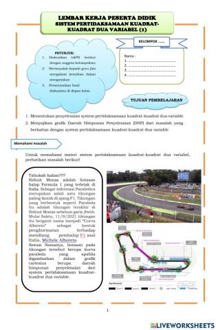 LKPD Sistem Pertidaksamaan Dua Variabel (Kuadrat-Kuadrat)