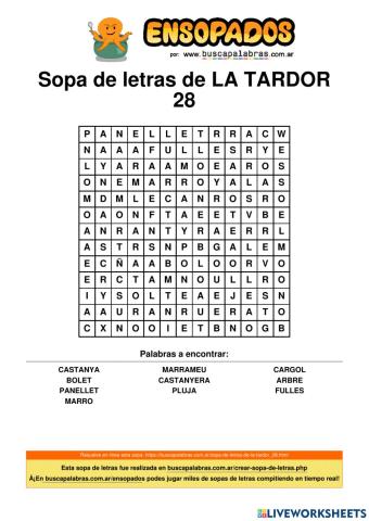 Sopa de lletres LA TARDOR