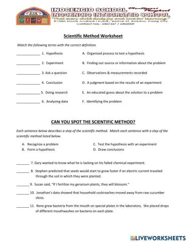 Scientific Method Worksheet