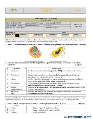 Diagnóstico Biología 1