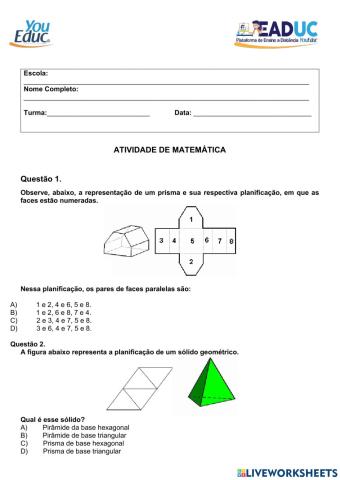 Atividade de matemática