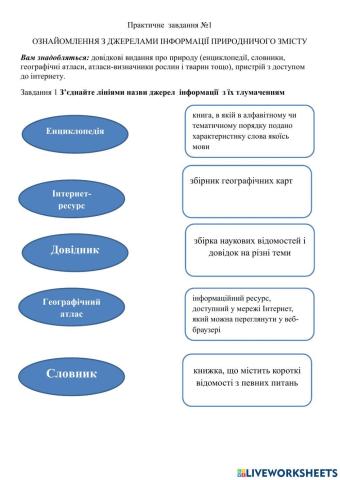 Ознайомлення з джерелами інформації природничого змісту