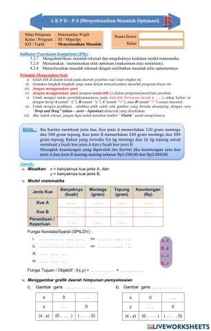 LKPD Menyelesaikan Masalah Optimasi