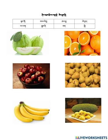 Reading fruits name