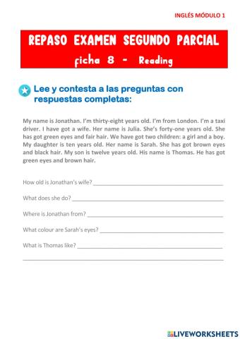 Ficha 8 Reading